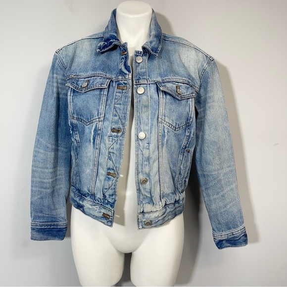Madewell The Boxy Crop Jean Jacket in Woodcourt Wash XS Preppy Classic Denim - Picture 9 of 14